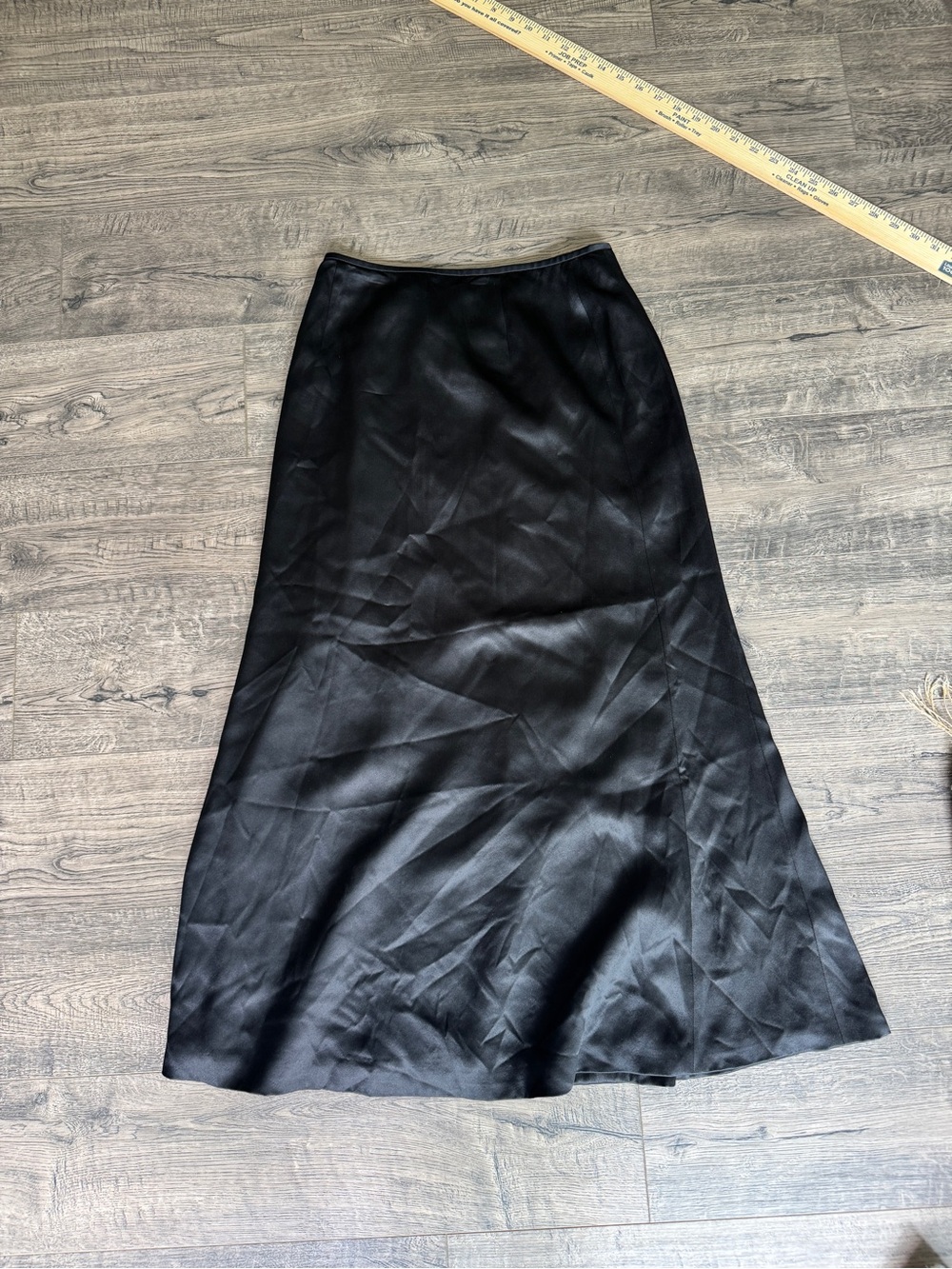 Vintage Talbots Black 100% pure silk Satin Maxi A-Line Skirt